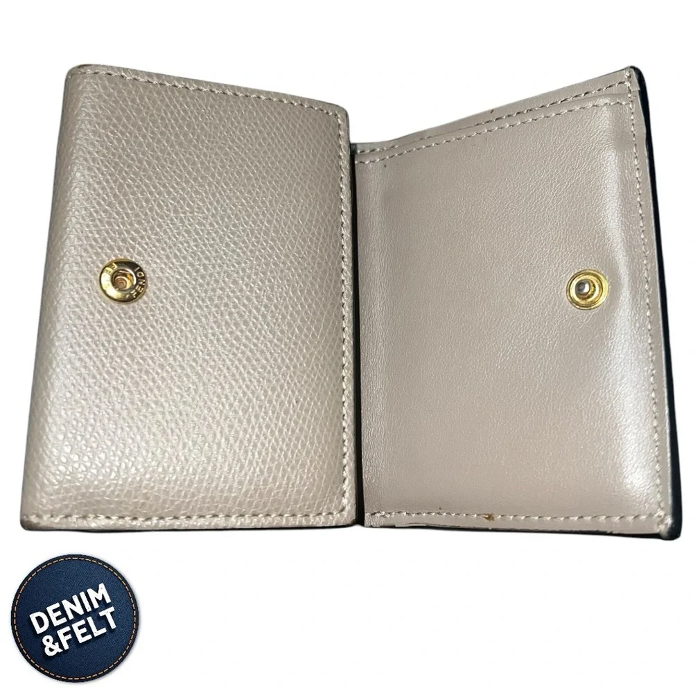 Fendi Textured Cruise Leather Micro Trifold Compact Wallet in Khaki | PRELOVED!!